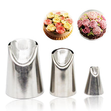 3 PC Stainless Steel Rose Flower Piping Tips